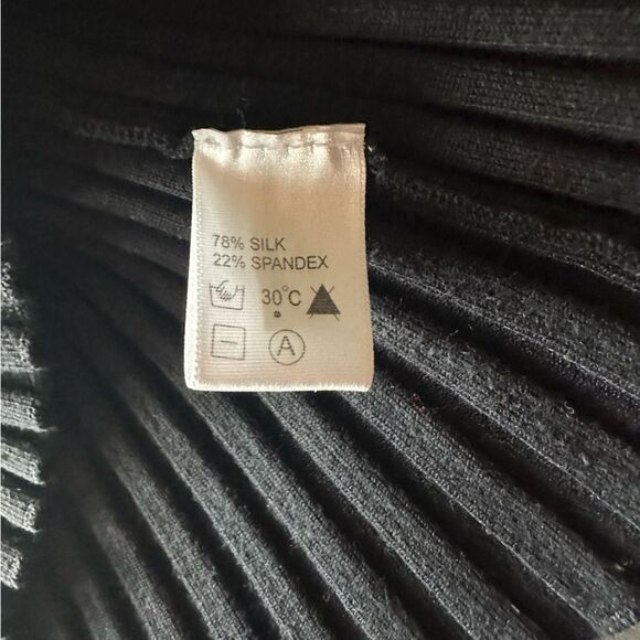 SculptureSilk Black Ridged Texture Full Front Zip Casual Jacket Sweater Shirt - Picture 4 of 5